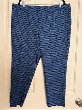 Women’s Blue and Black Geometric Patterned Trousers